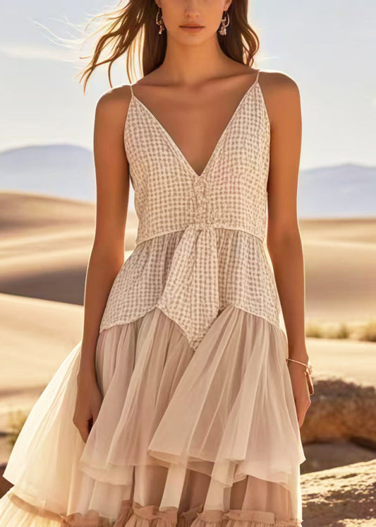 Apricot Exra Large Hem Patchwork Tulle Sundress Summer