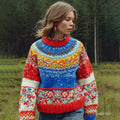 Men's Greenland Kalaallit Beaded Contrast Floral Sweater elevenforest