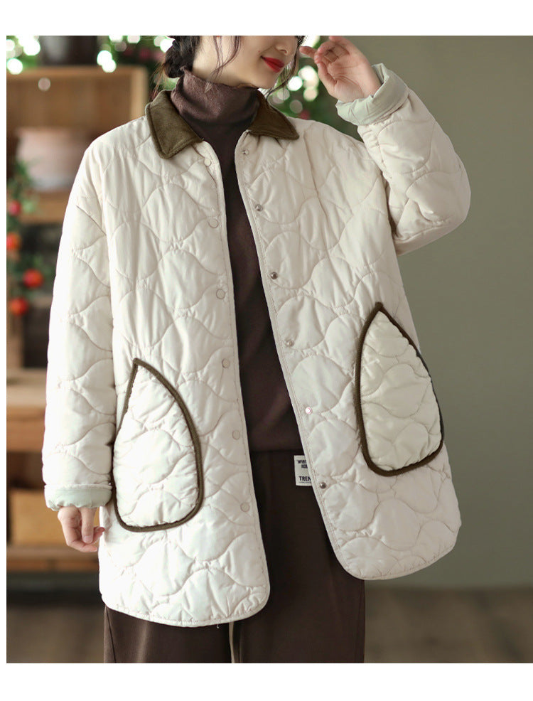 Retro Cotton Thickened Mid-length Quilted Jacket