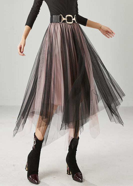 Black Asymmetrical Exra Large Hem Tulle Skirt Summer