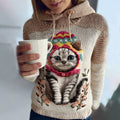 Women's Cute Winter Strawberry Cat Art Knitted Warm Sweater elevenforest
