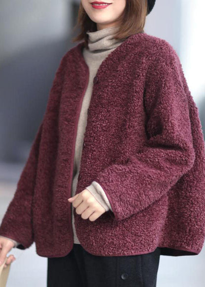 Modern Red Oversized Color Teddy Faux Fur Coats Winter
