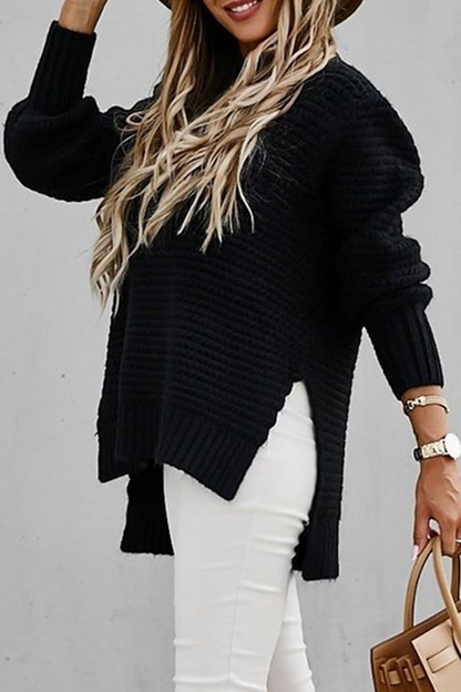 Street Slit O Neck Sweaters(4 Colors)