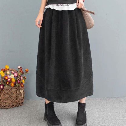 Cozy Autumn Retro Corduroy Loose Skirt