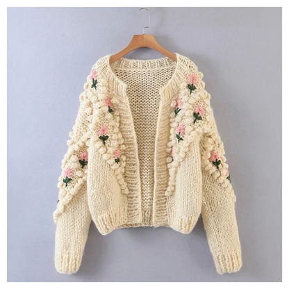 Pearl Button Cardigan-beige