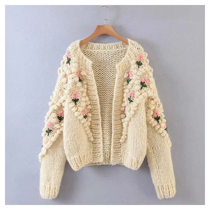 Pearl Button Cardigan-beige