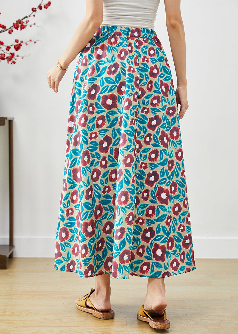 Morning Glory Print Exra Large Hem Cotton Skirt Fall