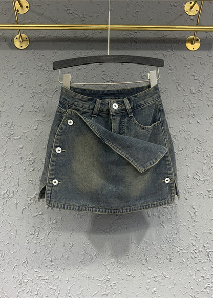 New Blue High Waist Denim Short Skirt Autumn