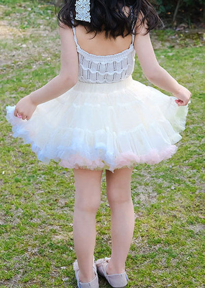 Diy Pink Ruffled Patchwork Tulle Baby Party Skirt Summer