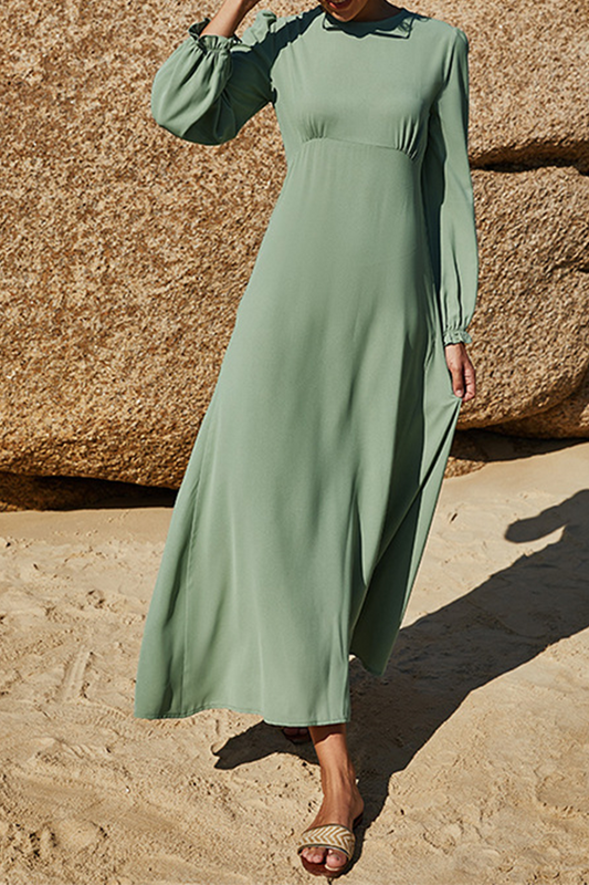Split Joint Stringy Selvedge O Neck Waist Dresses