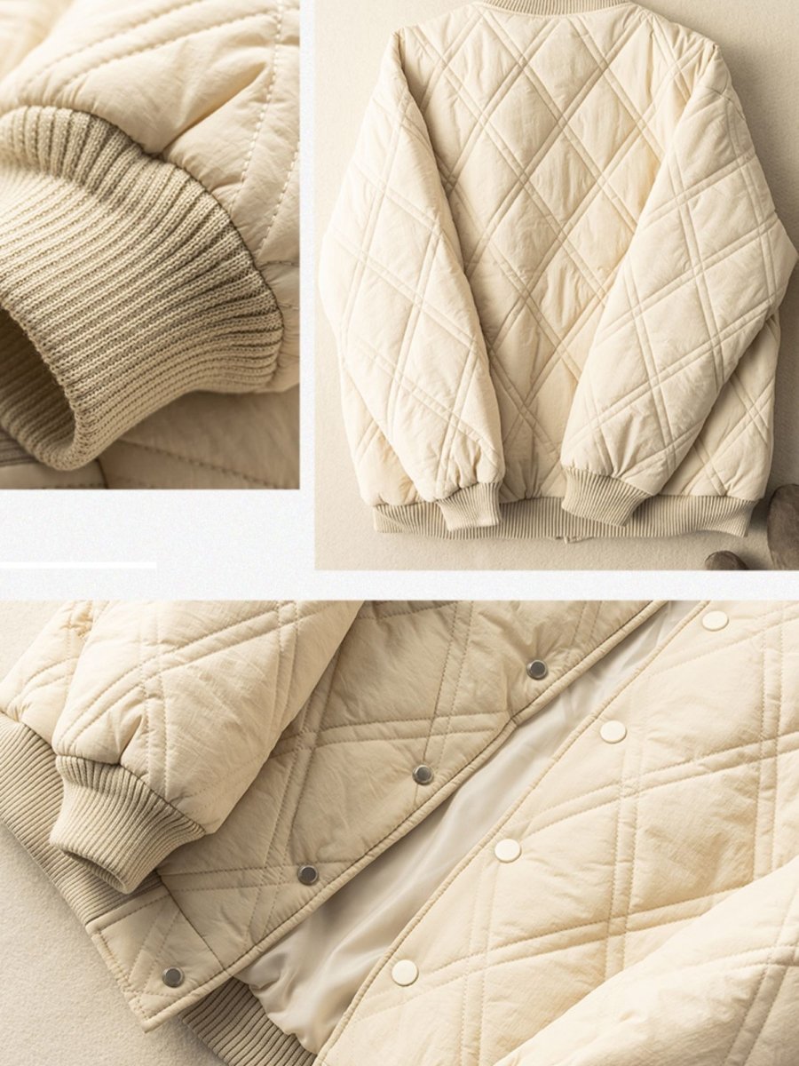 Autumn and Winter Literature Retro Rhombic 100% Polyester Coat