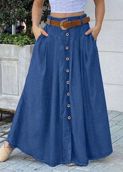 Yellow Polka Dots Bottom Front Loose Long Skirt With Pocket