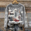 Comstylish Women's Christmas Snow Scene Embroidery Cozy Plush Sweater
