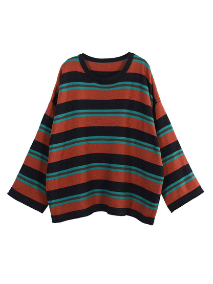 Striped O-neck Loose Sweater