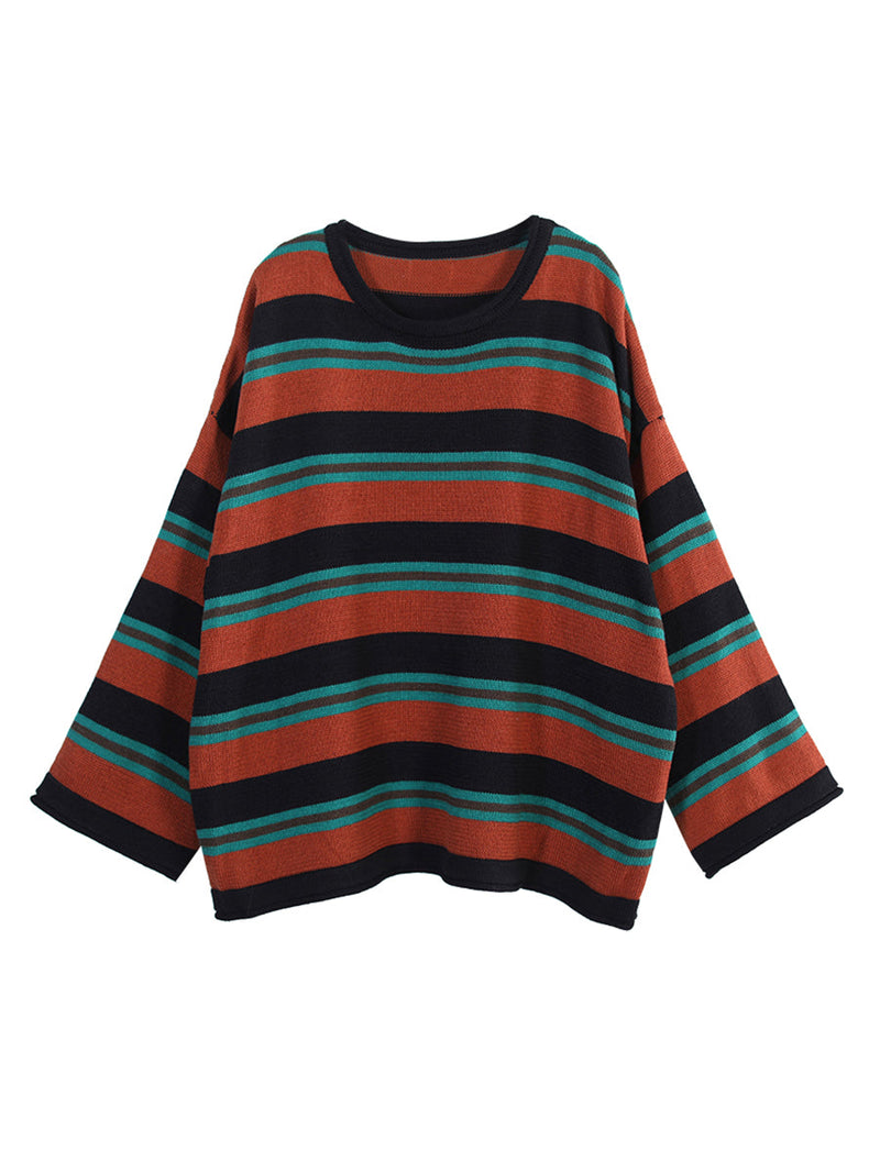 Striped O-neck Loose Sweater