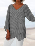 Women's Loose Striped Print Casual T-shirt