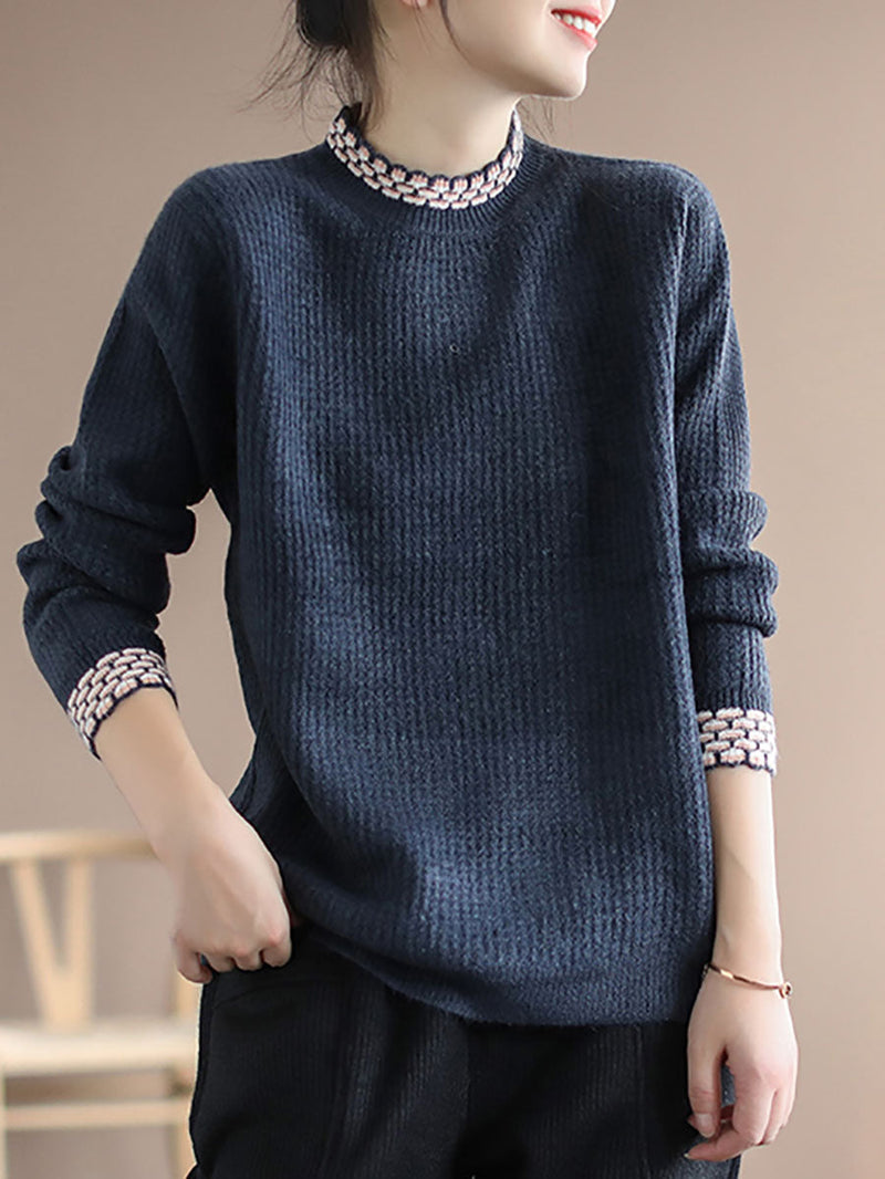 Winter Spliced Knitted Loose Sweater