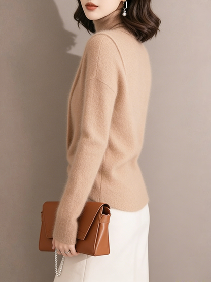 Organic Light Camel Asymmetrical Cotton Knit Sweaters Spring