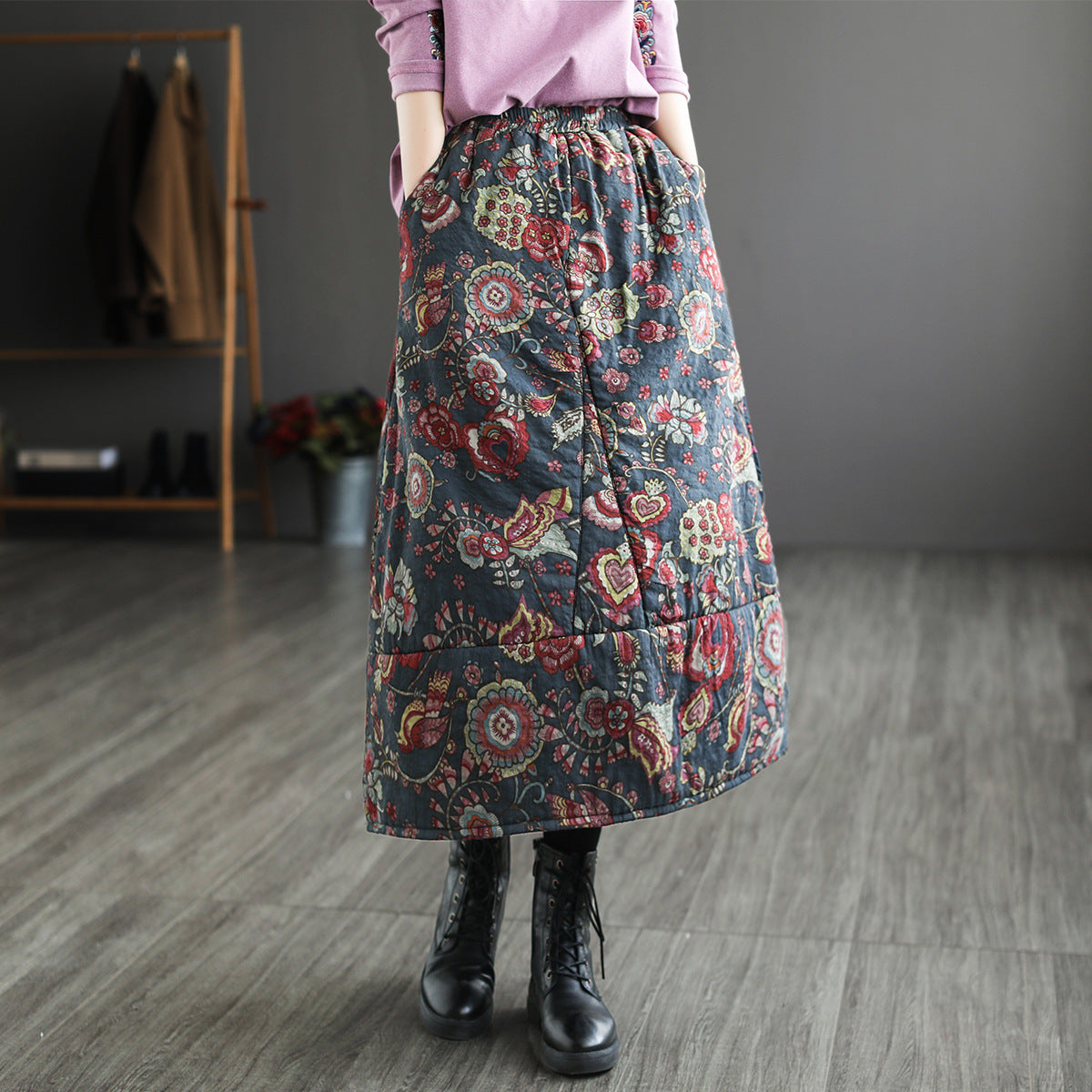 Patchwork Large Thermal A-line Skirt