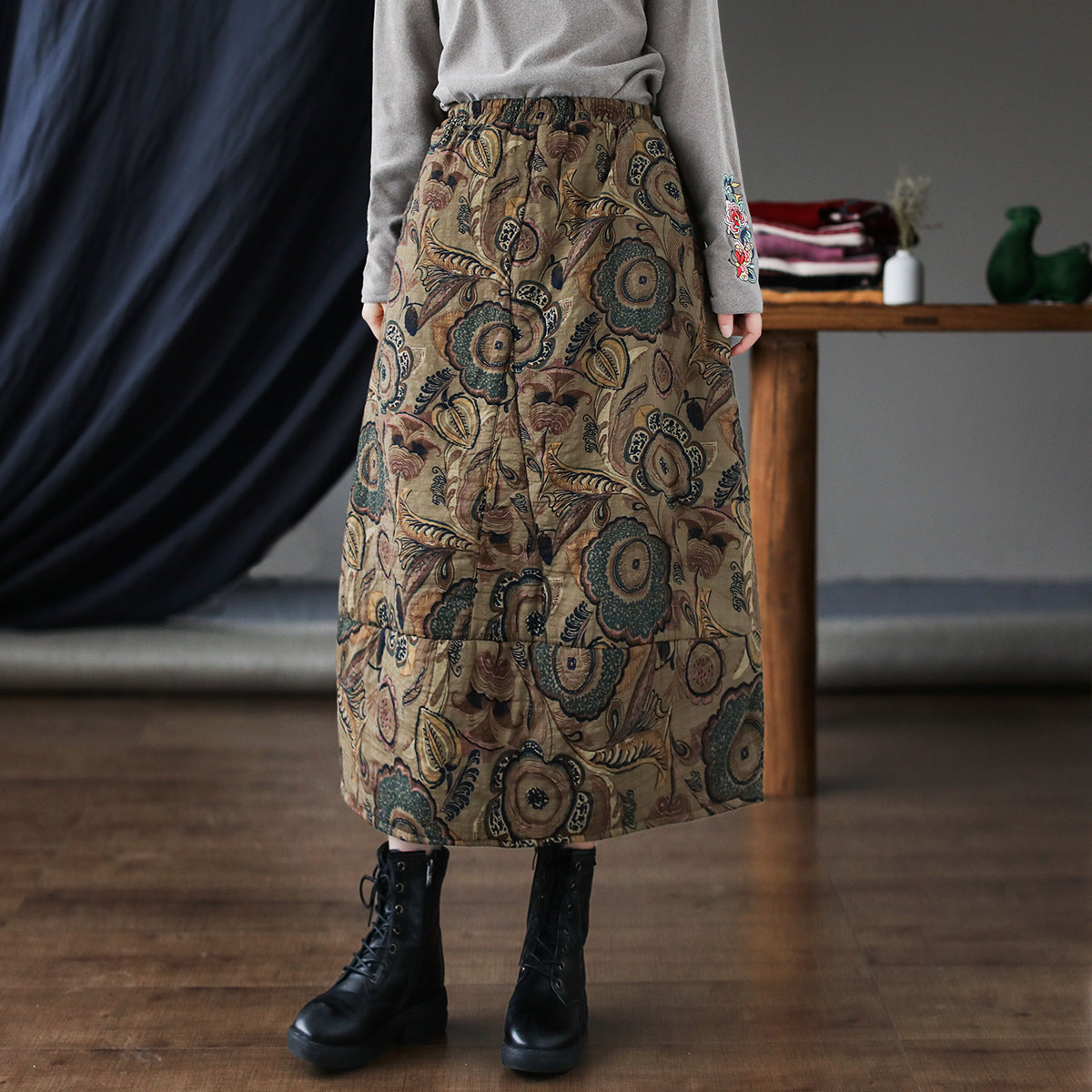 Patchwork Large Thermal A-line Skirt
