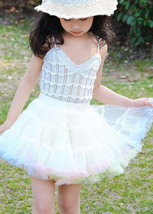 Diy Pink Ruffled Patchwork Tulle Baby Party Skirt Summer