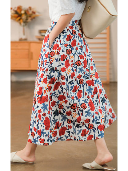 Elastic Waist Cotton Skirt