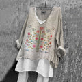 Women's Vintage Bird On Tree Embroidery Pattern Comfortable Shirt elevenforest