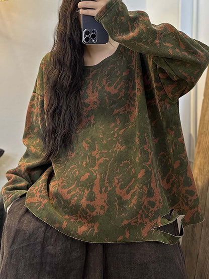 Worn Spliced Cotton Sweatshirt