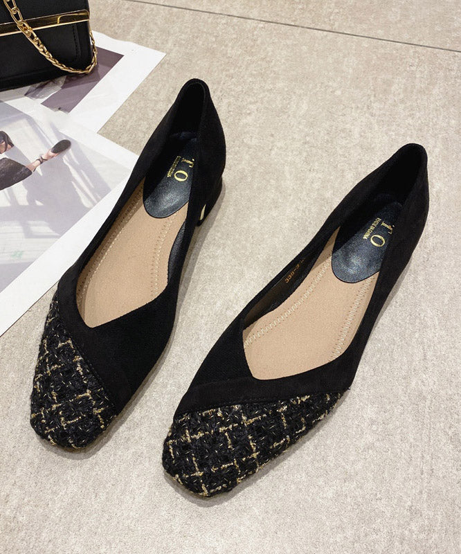 Stylish Black Flat Shoes for Splicing Flat Feet Shoes