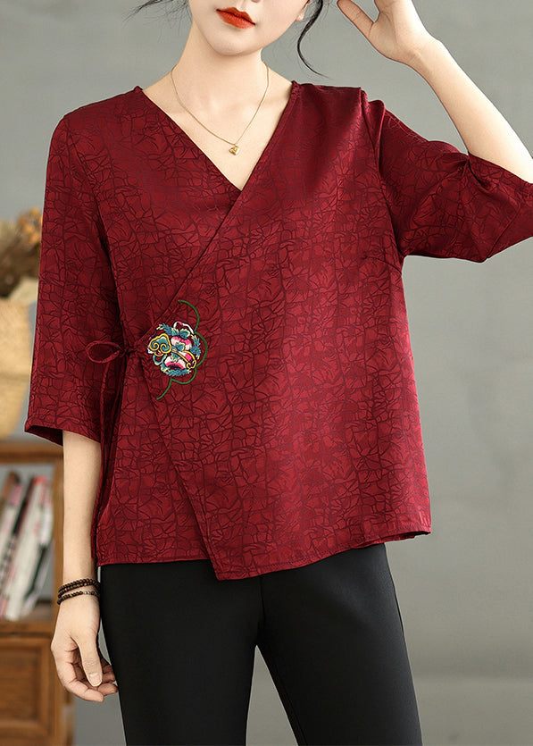 Mulberry Embroidered Silk Shirt Half Sleeve