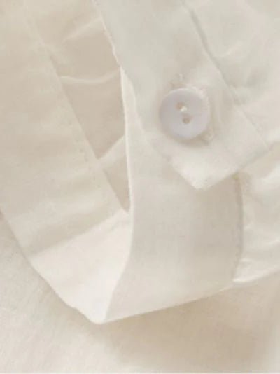 Embroidered 3/4 Sleeve Linen Shirt Top With a Patch Pocket