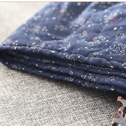 Winter Retro Linen Printed Quilted Skirt