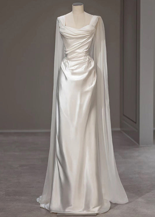 Italian White Wrinkled Silk Party Dress Summer