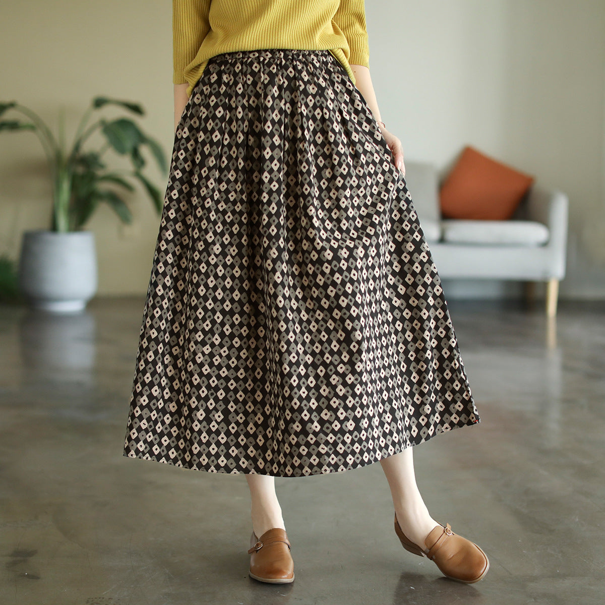 New Retro Elastic Waist Skirt