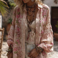 Women's Vintage Floral Embroidered Casual Button-down Shirt elevenforest