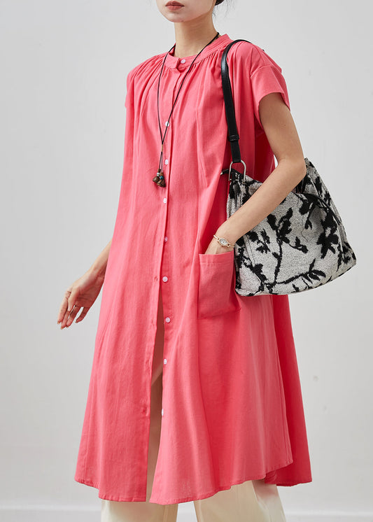 Pink Oversized Cotton Mid Dress Summer