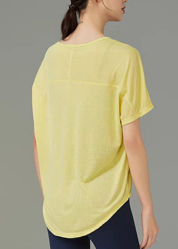 White Drawstring Short Sleeve Yoga Top