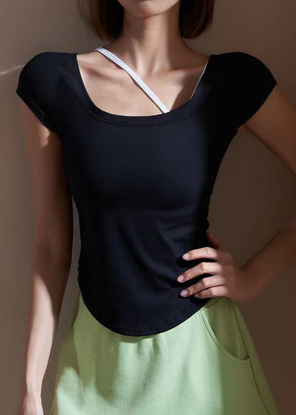 Simple White O-neck Short Sleeve Yoga Top