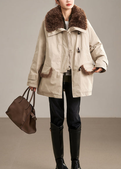 Navy Peter Pan Collar Fur Collar Duck Down Puffer Coat Winter