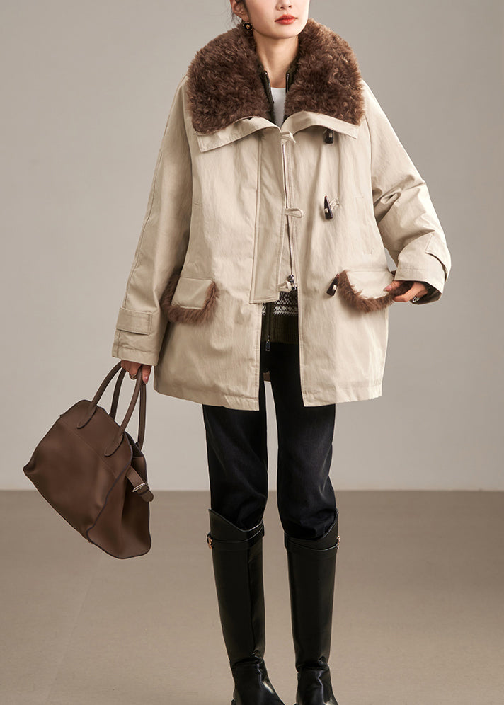 Navy Peter Pan Collar Fur Collar Duck Down Puffer Coat Winter