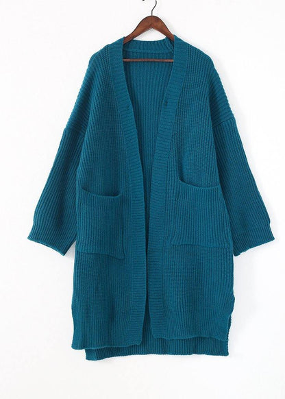 Oversized Knit Sweat Tops Oversize Blue Side Open Knitted Cardigans