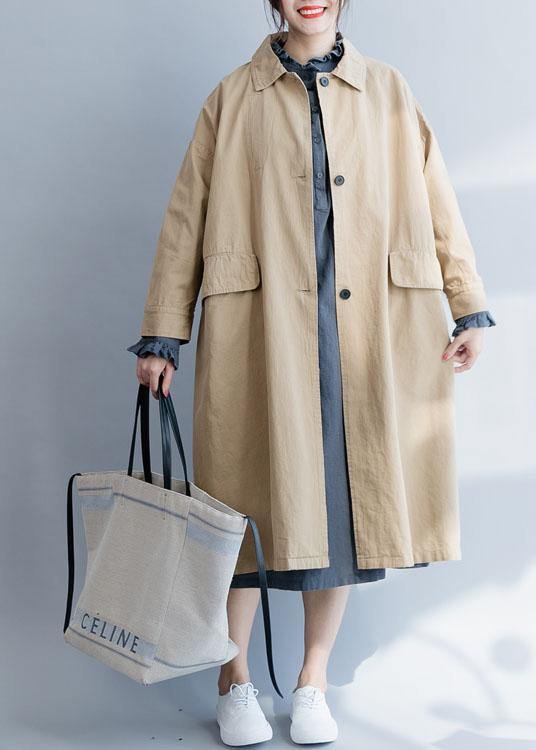 Natural Lapel Pockets Clothes Khaki Art Coats Fall