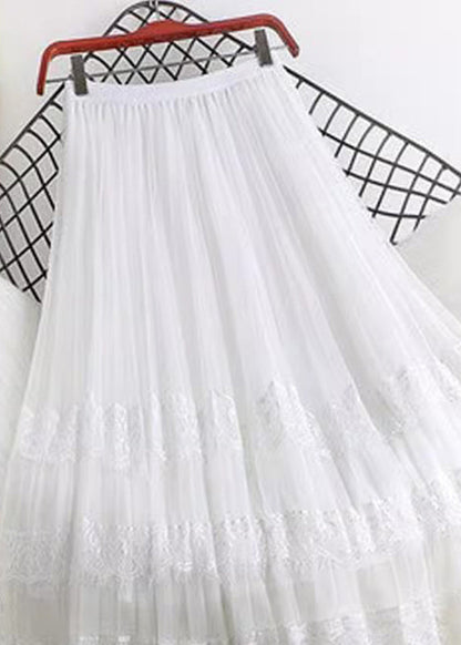 Pink Tulle a Line Skirt Summer Lace Patchwork