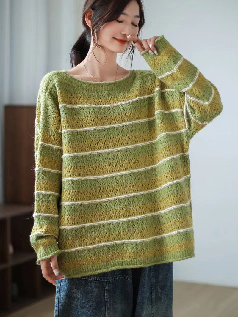Striped Long Sleeve Loose Sweater