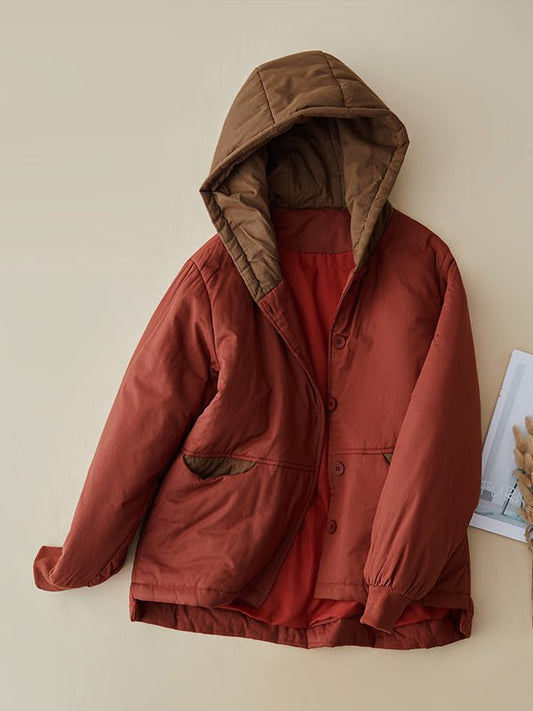100% Natural Fabric Winter Warm Fleece Lined Pure Color Coat in One-size