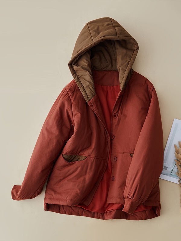 100% Natural Fabric Winter Warm Fleece Lined Pure Color Coat in One-size