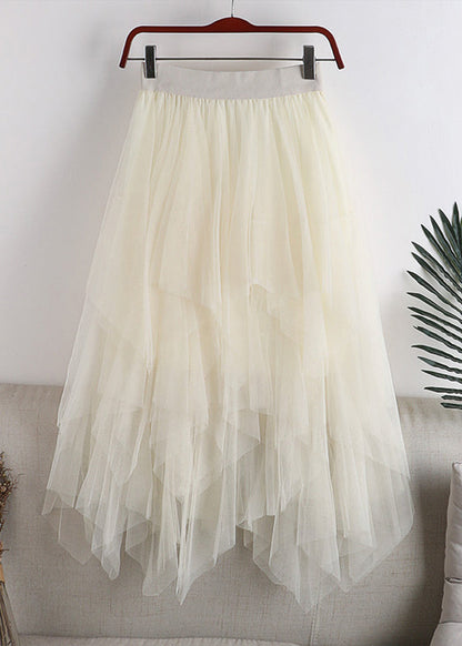 Grey Asymmetrical Design Tulle Skirt Summer
