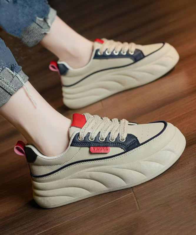Cross Strap Splicing Platform Flat Shoes Black Faux Leather