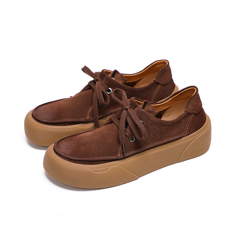 Autumn Retro Leather Flat Shoes