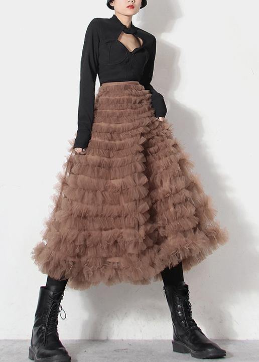 Handmade Khaki Long Skirt